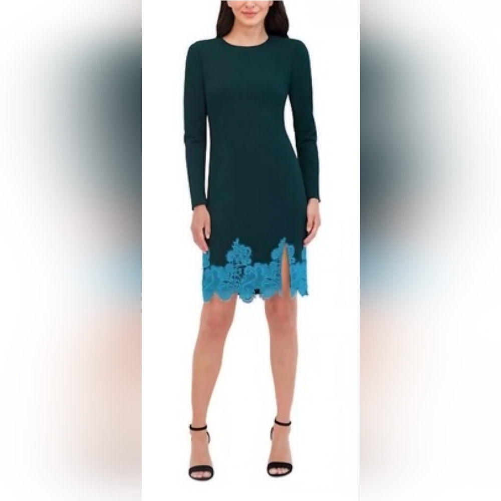 Vince Camuto Black Midi Dress with Blue Lace